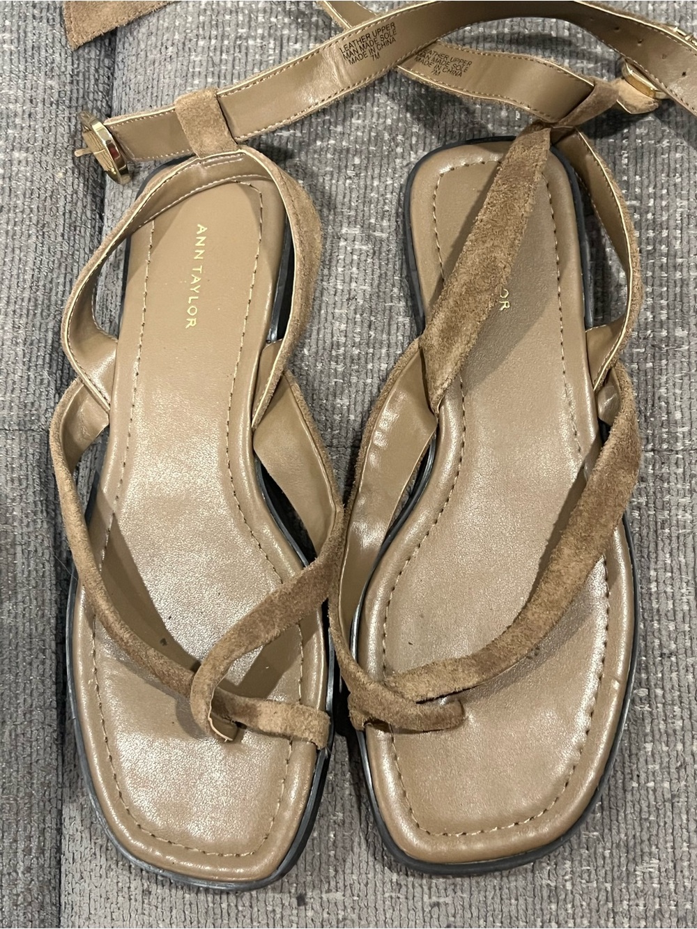 Ann Taylor Taupe Suede Strappy Sandals